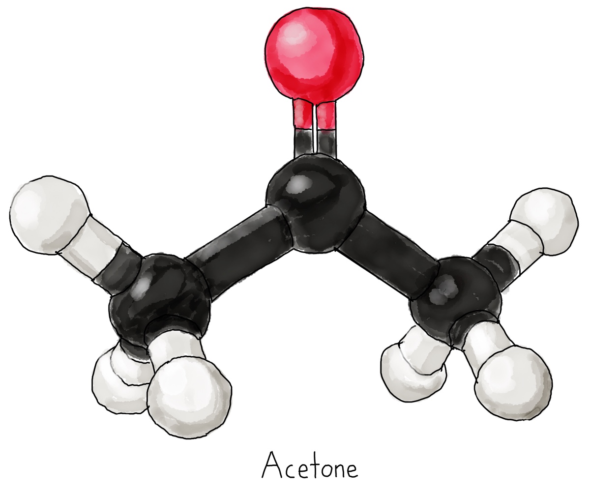 Acetone molecule stick figure